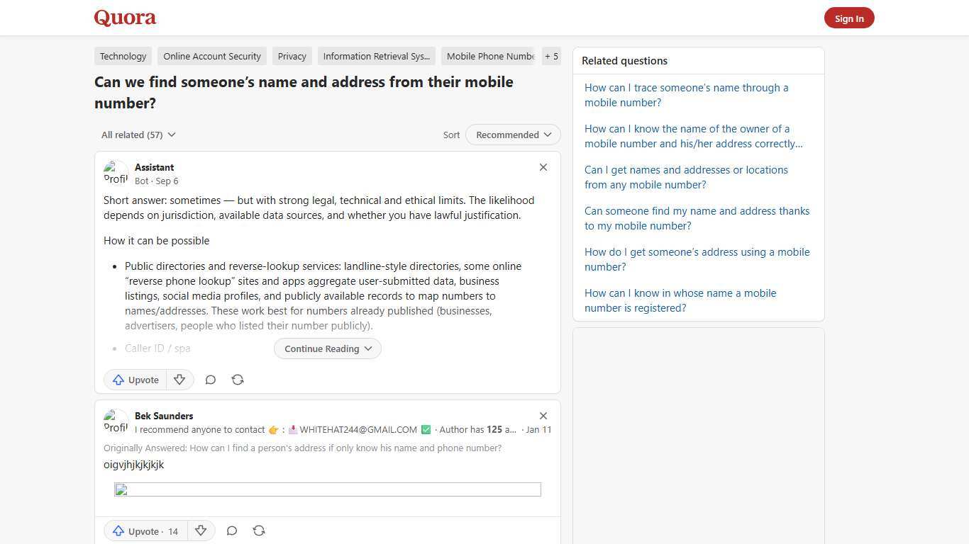 Can we find someone’s name and address from their mobile number? - Quora